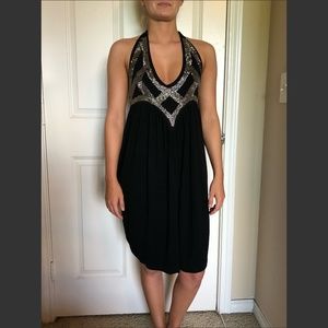 Charlotte Russe Black Sequin Halter Dress Size S